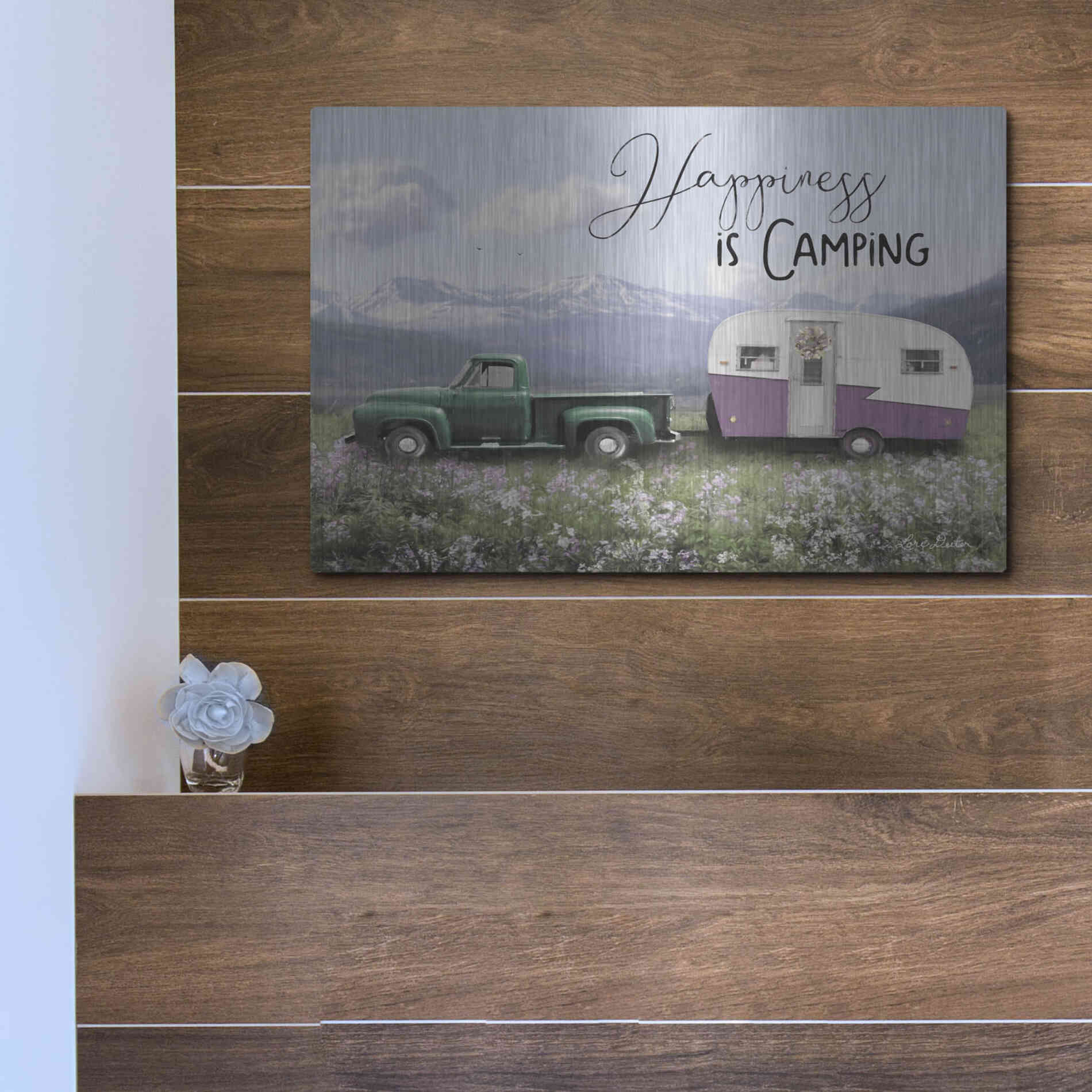 Luxe Metal Art 'Spring Camping I' by Lori Deiter, Metal Wall Art,16x12