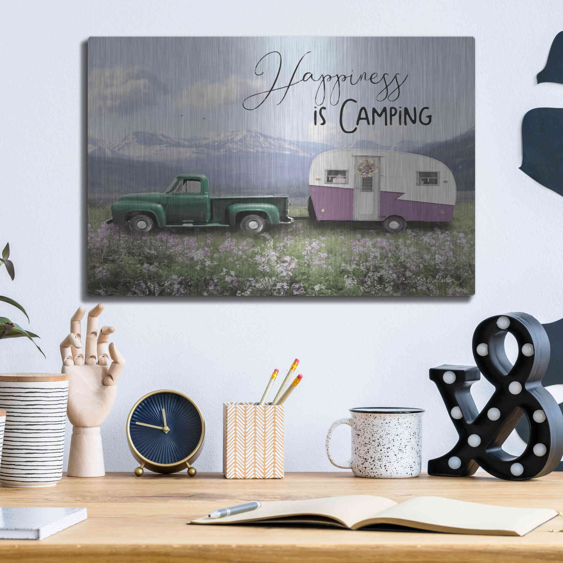 Luxe Metal Art 'Spring Camping I' by Lori Deiter, Metal Wall Art,16x12