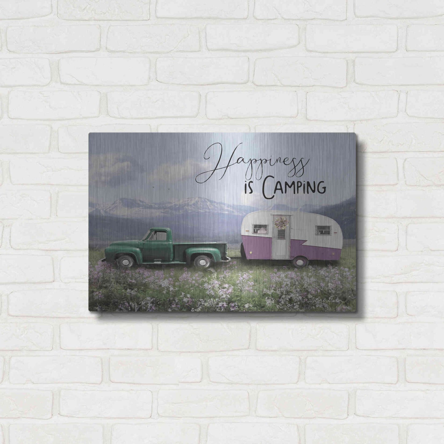 Luxe Metal Art 'Spring Camping I' by Lori Deiter, Metal Wall Art,24x16