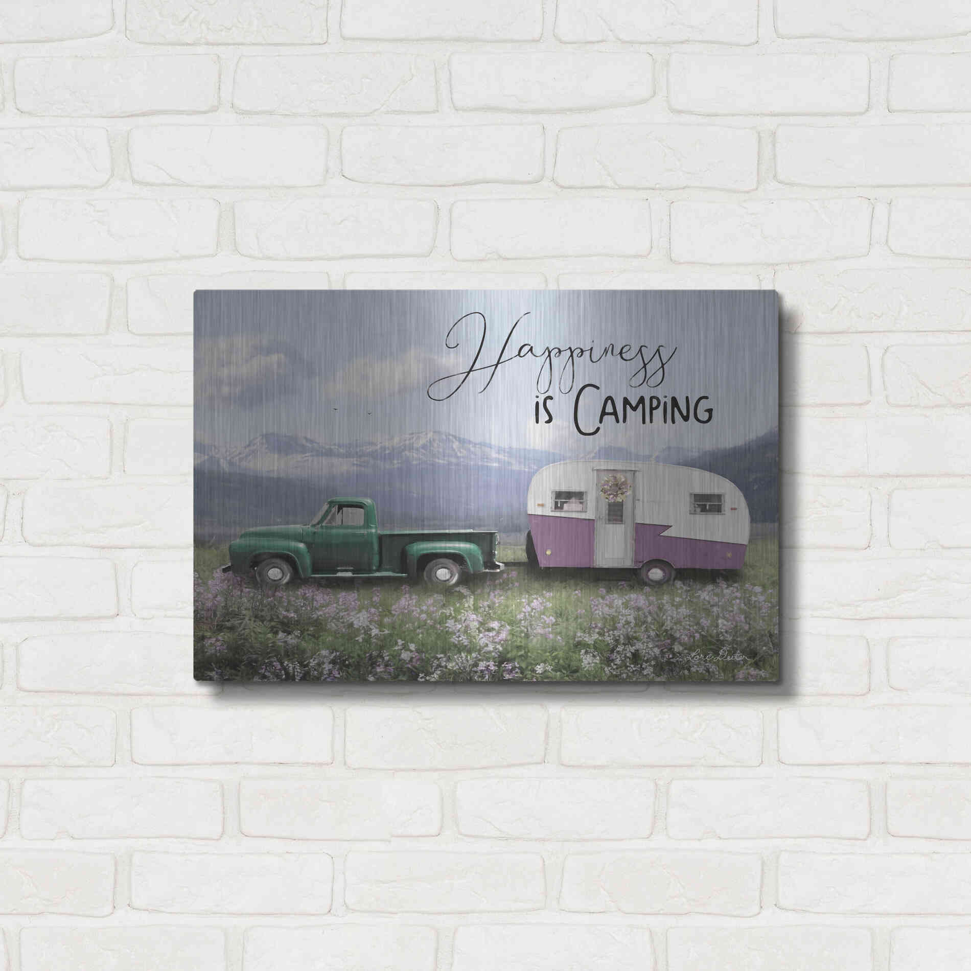 Luxe Metal Art 'Spring Camping I' by Lori Deiter, Metal Wall Art,24x16