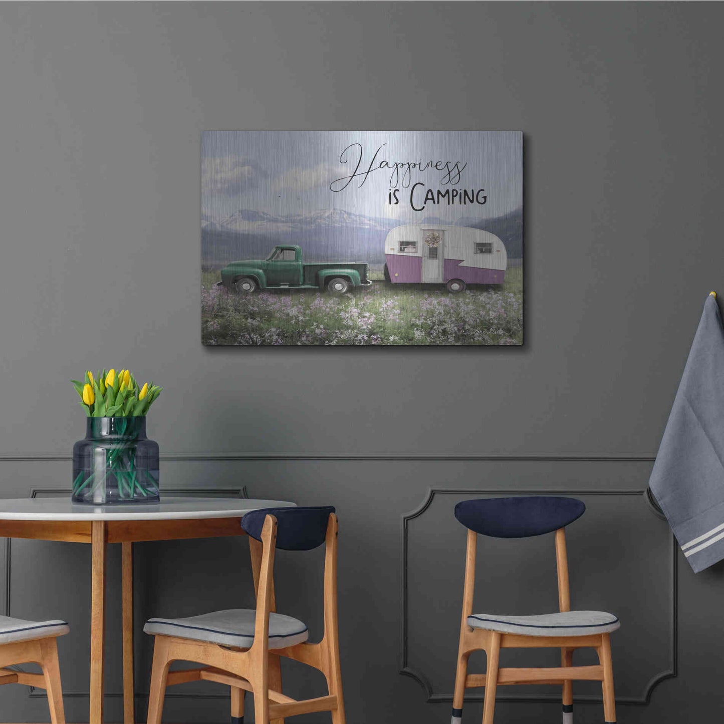 Luxe Metal Art 'Spring Camping I' by Lori Deiter, Metal Wall Art,36x24