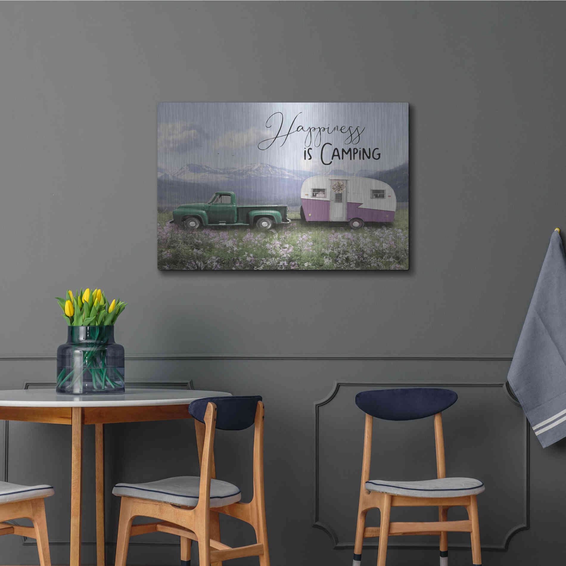 Luxe Metal Art 'Spring Camping I' by Lori Deiter, Metal Wall Art,36x24