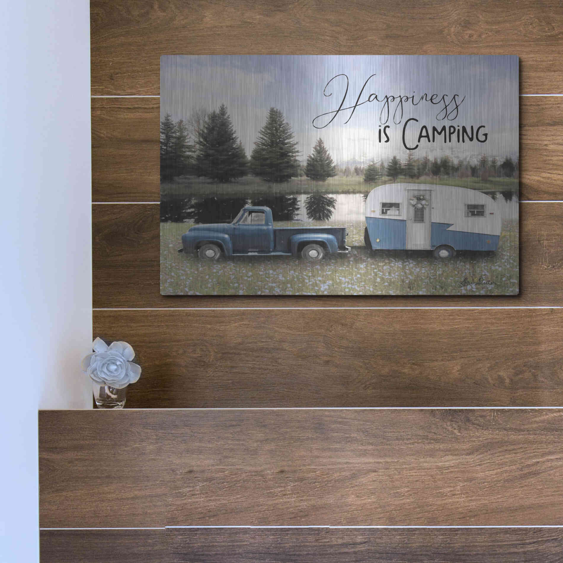 Luxe Metal Art 'Spring Camping II' by Lori Deiter, Metal Wall Art,16x12