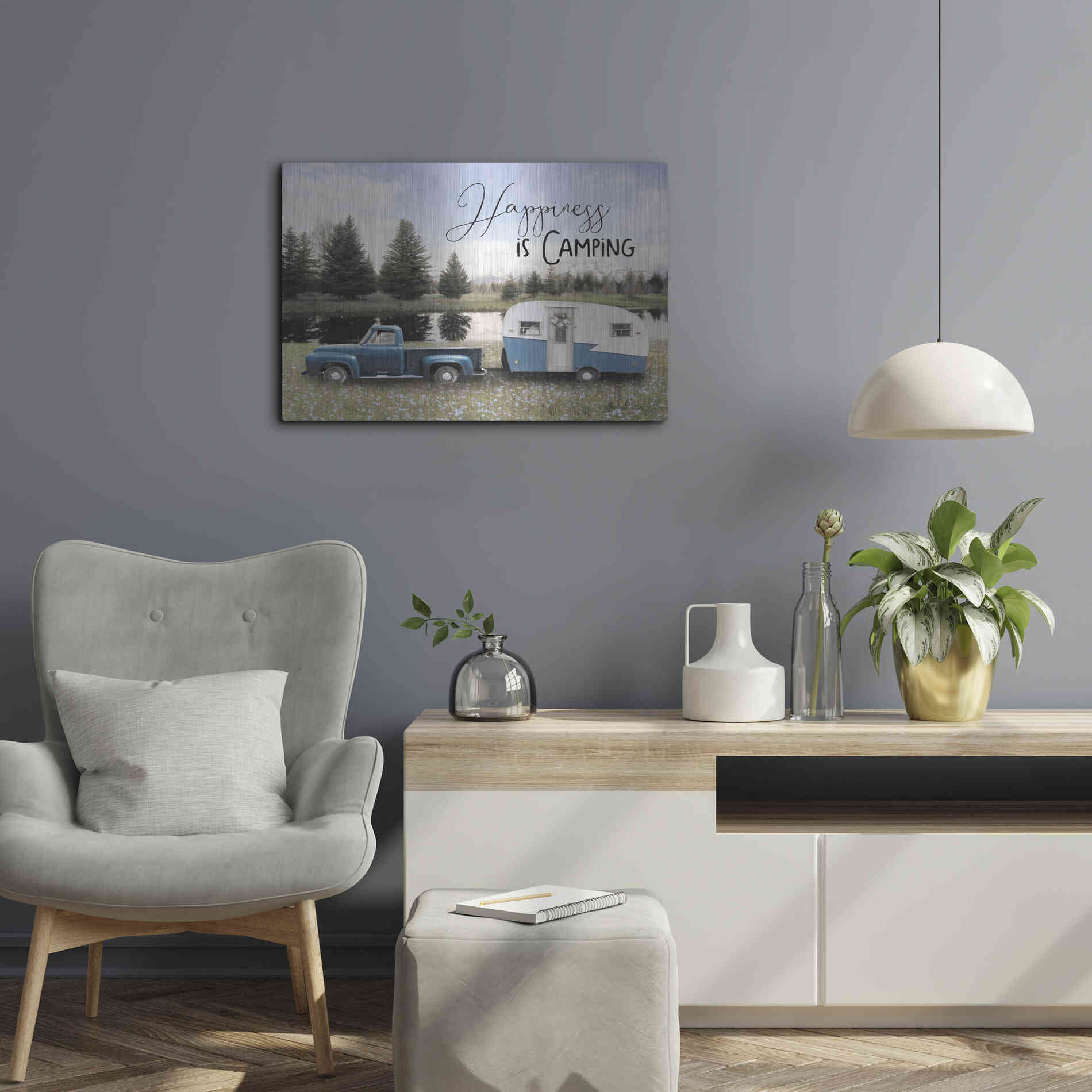 Luxe Metal Art 'Spring Camping II' by Lori Deiter, Metal Wall Art,24x16