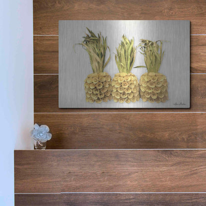 Luxe Metal Art 'Pineapples' by Lori Deiter, Metal Wall Art,16x12