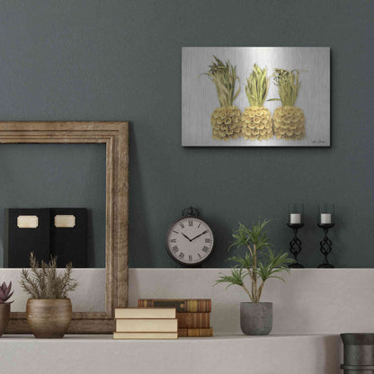 Luxe Metal Art 'Pineapples' by Lori Deiter, Metal Wall Art,16x12
