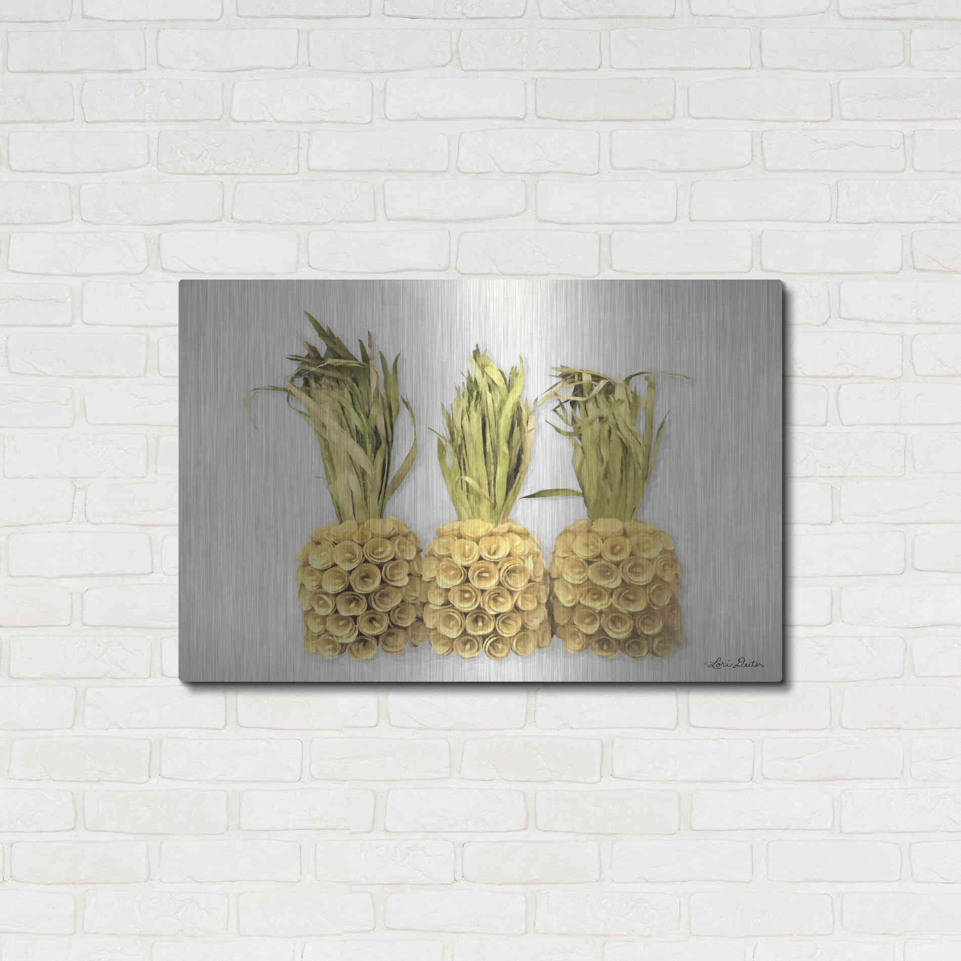 Luxe Metal Art 'Pineapples' by Lori Deiter, Metal Wall Art,36x24