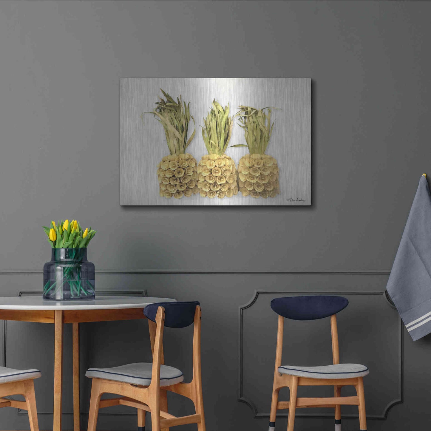 Luxe Metal Art 'Pineapples' by Lori Deiter, Metal Wall Art,36x24