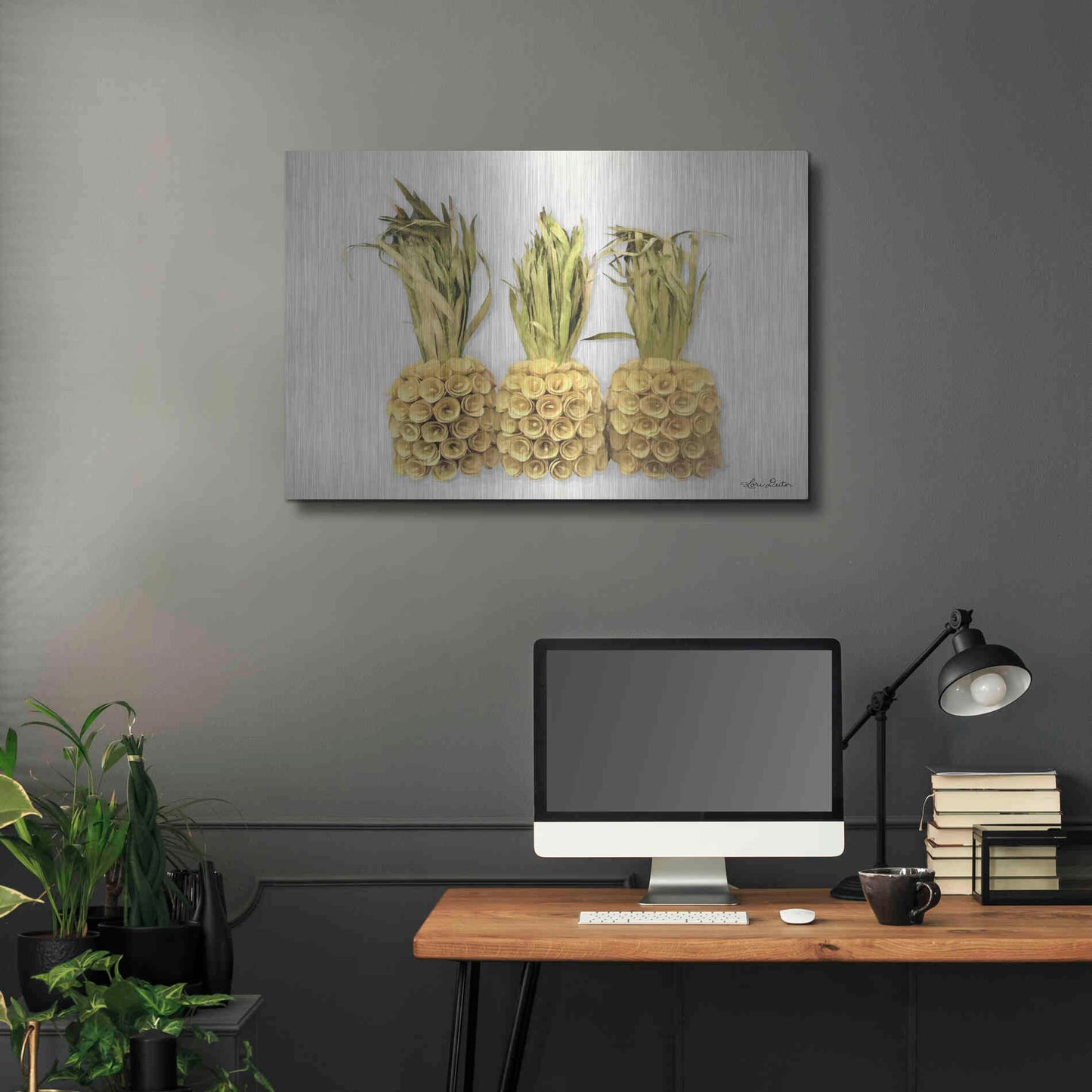 Luxe Metal Art 'Pineapples' by Lori Deiter, Metal Wall Art,36x24