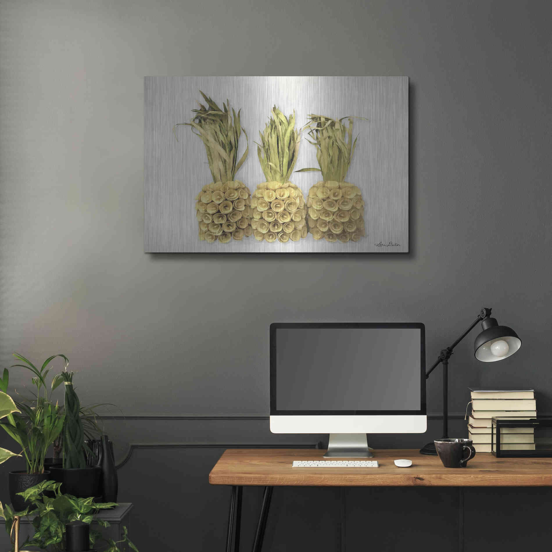 Luxe Metal Art 'Pineapples' by Lori Deiter, Metal Wall Art,36x24