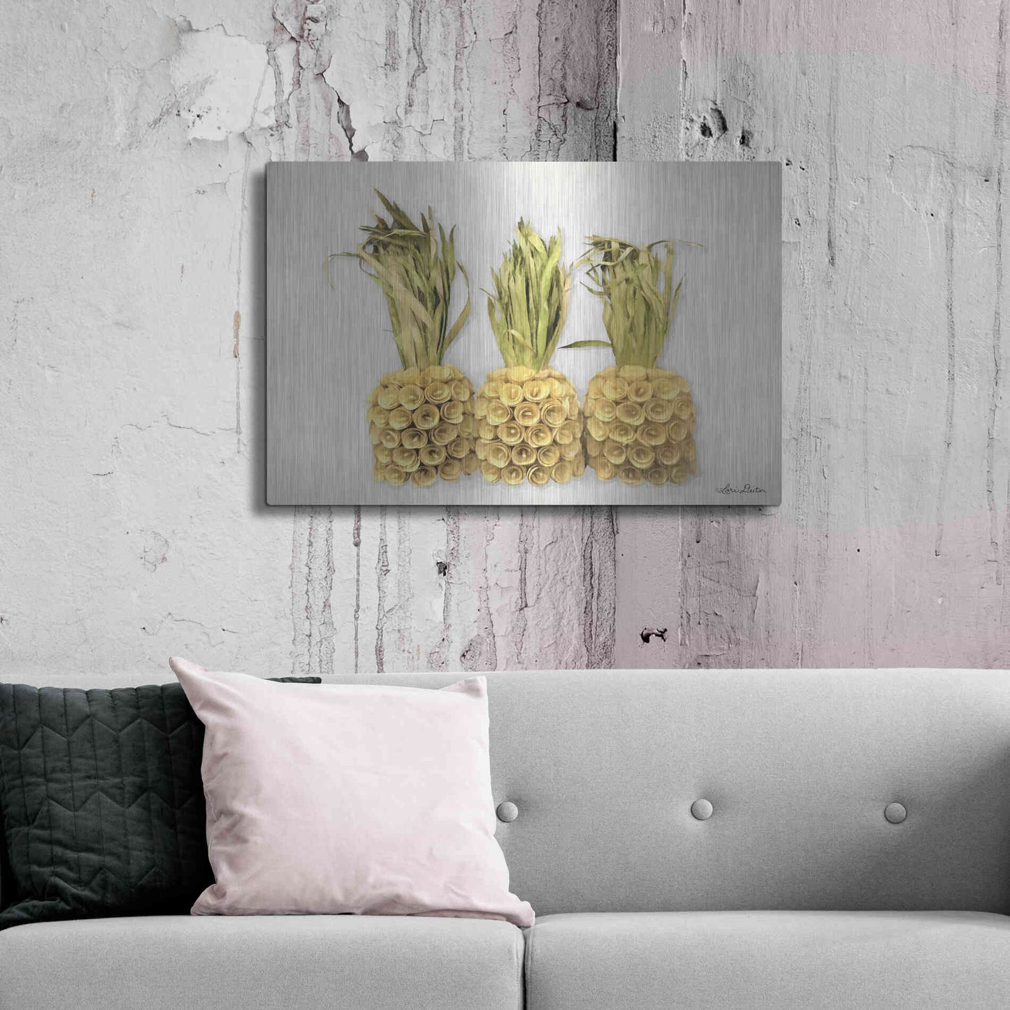 Luxe Metal Art 'Pineapples' by Lori Deiter, Metal Wall Art,36x24