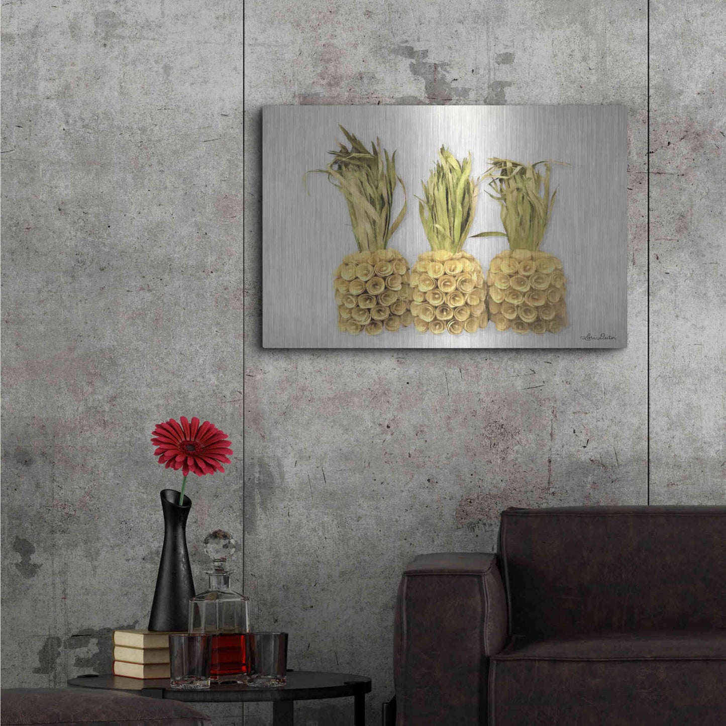 Luxe Metal Art 'Pineapples' by Lori Deiter, Metal Wall Art,36x24