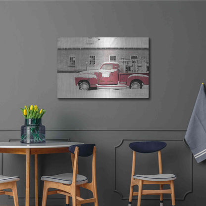 Luxe Metal Art 'Old Sled Works Red Truck' by Lori Deiter, Metal Wall Art,36x24
