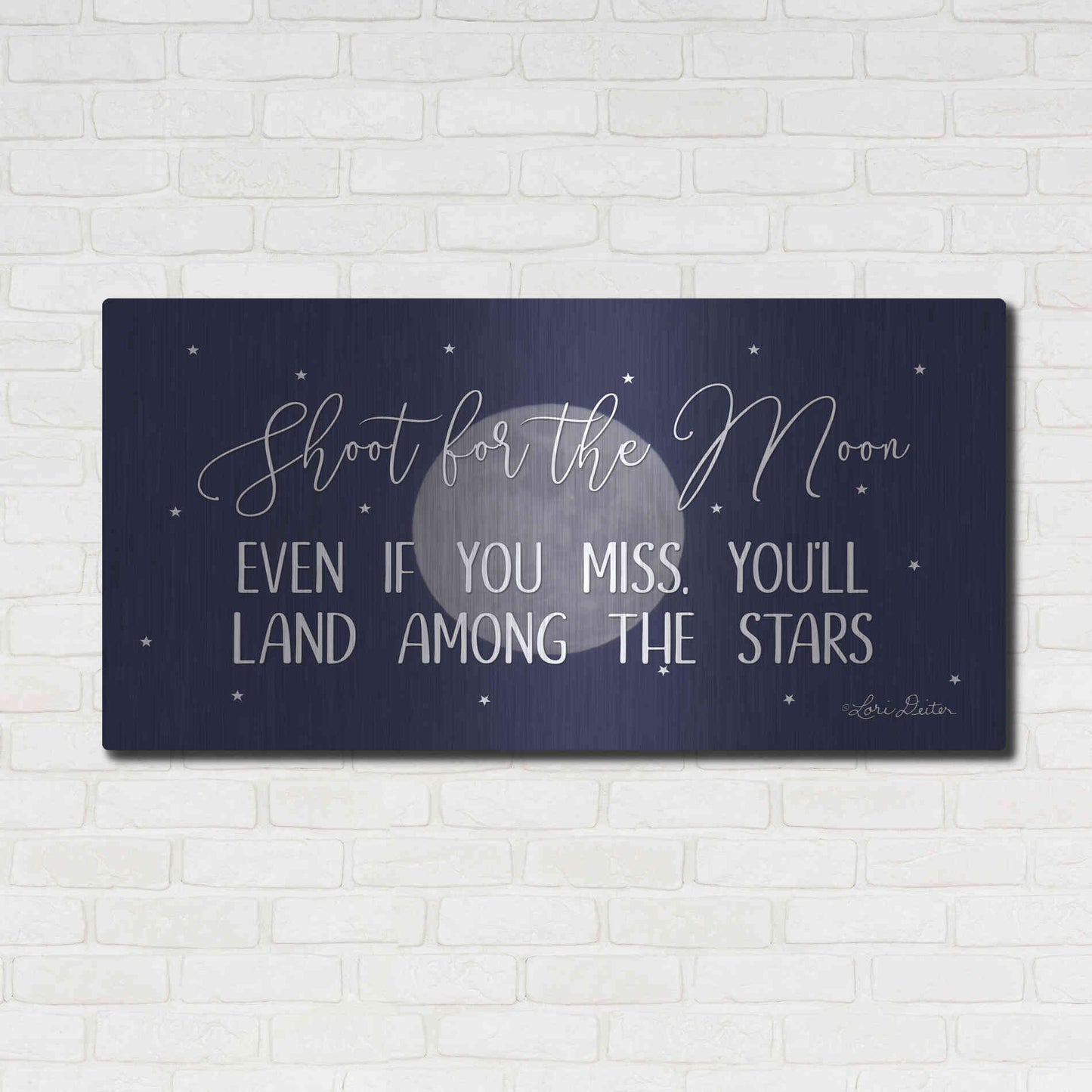 Luxe Metal Art 'Shoot for the Moon' by Lori Deiter, Metal Wall Art,48x24