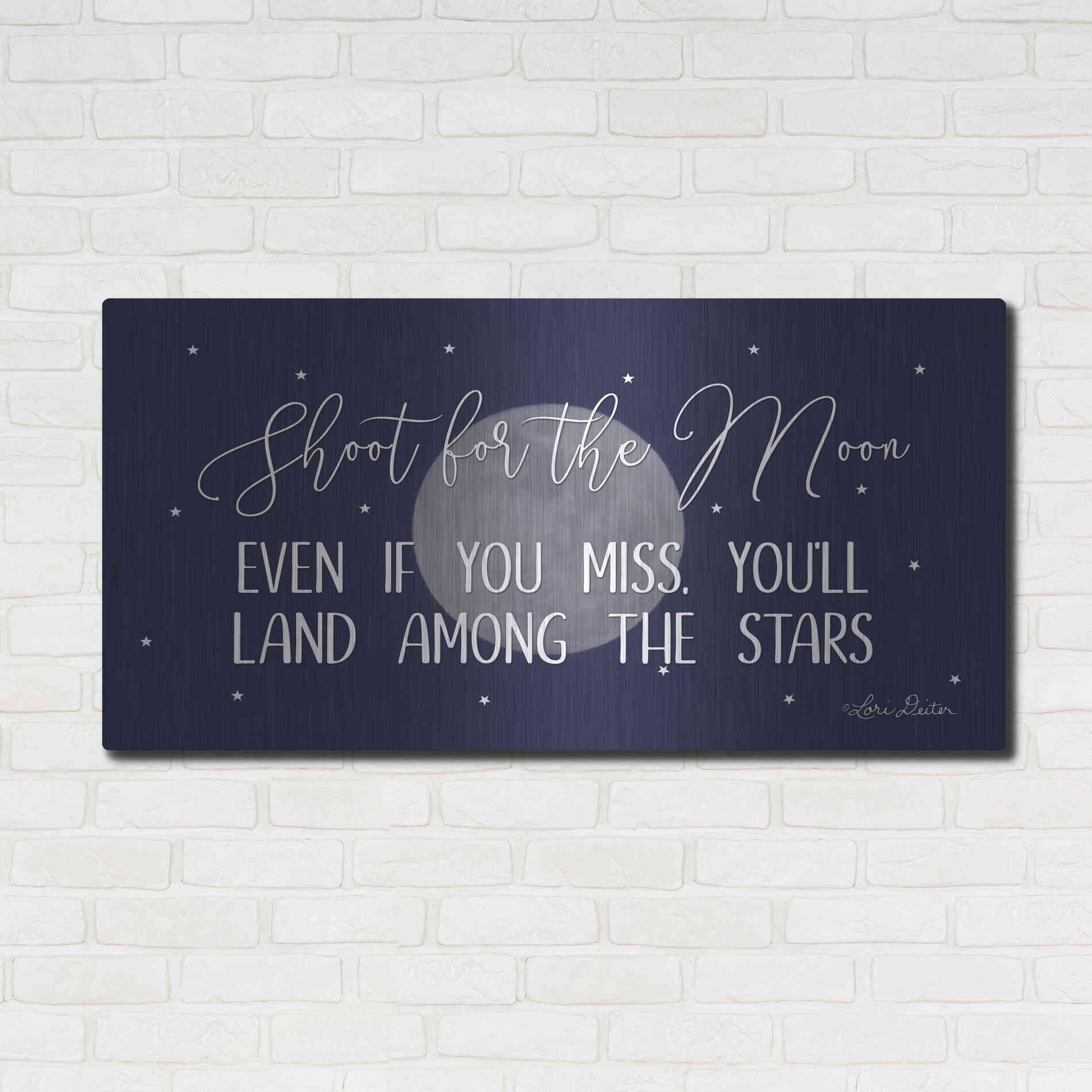 Luxe Metal Art 'Shoot for the Moon' by Lori Deiter, Metal Wall Art,48x24