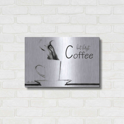 Luxe Metal Art 'But First Coffee II' by Lori Deiter, Metal Wall Art,24x16