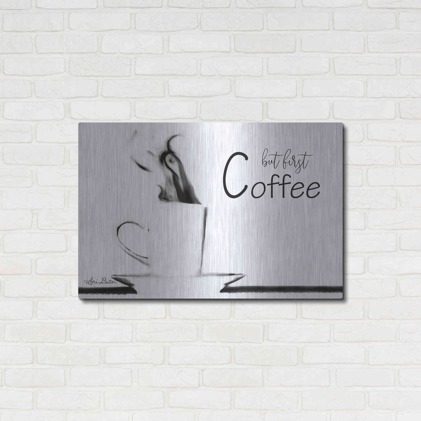 Luxe Metal Art 'But First Coffee II' by Lori Deiter, Metal Wall Art,36x24