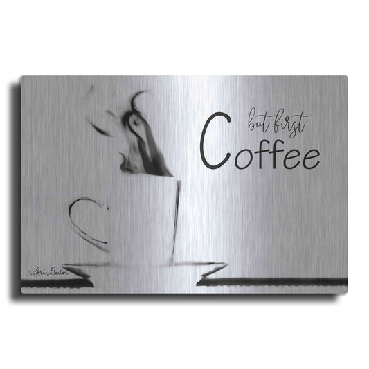 Luxe Metal Art 'But First Coffee II' by Lori Deiter, Metal Wall Art