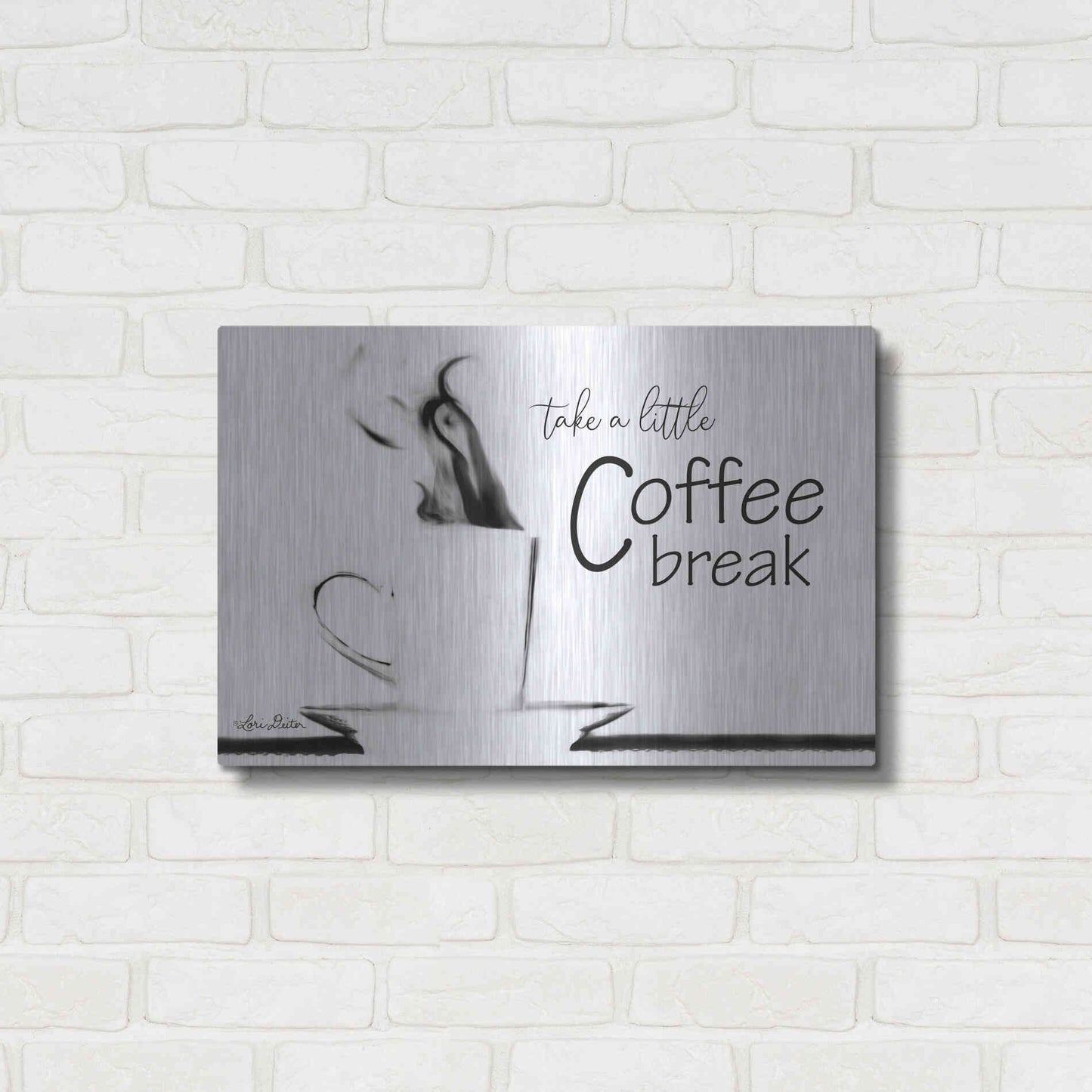 Luxe Metal Art 'Take a Little Coffee Break II' by Lori Deiter, Metal Wall Art,24x16