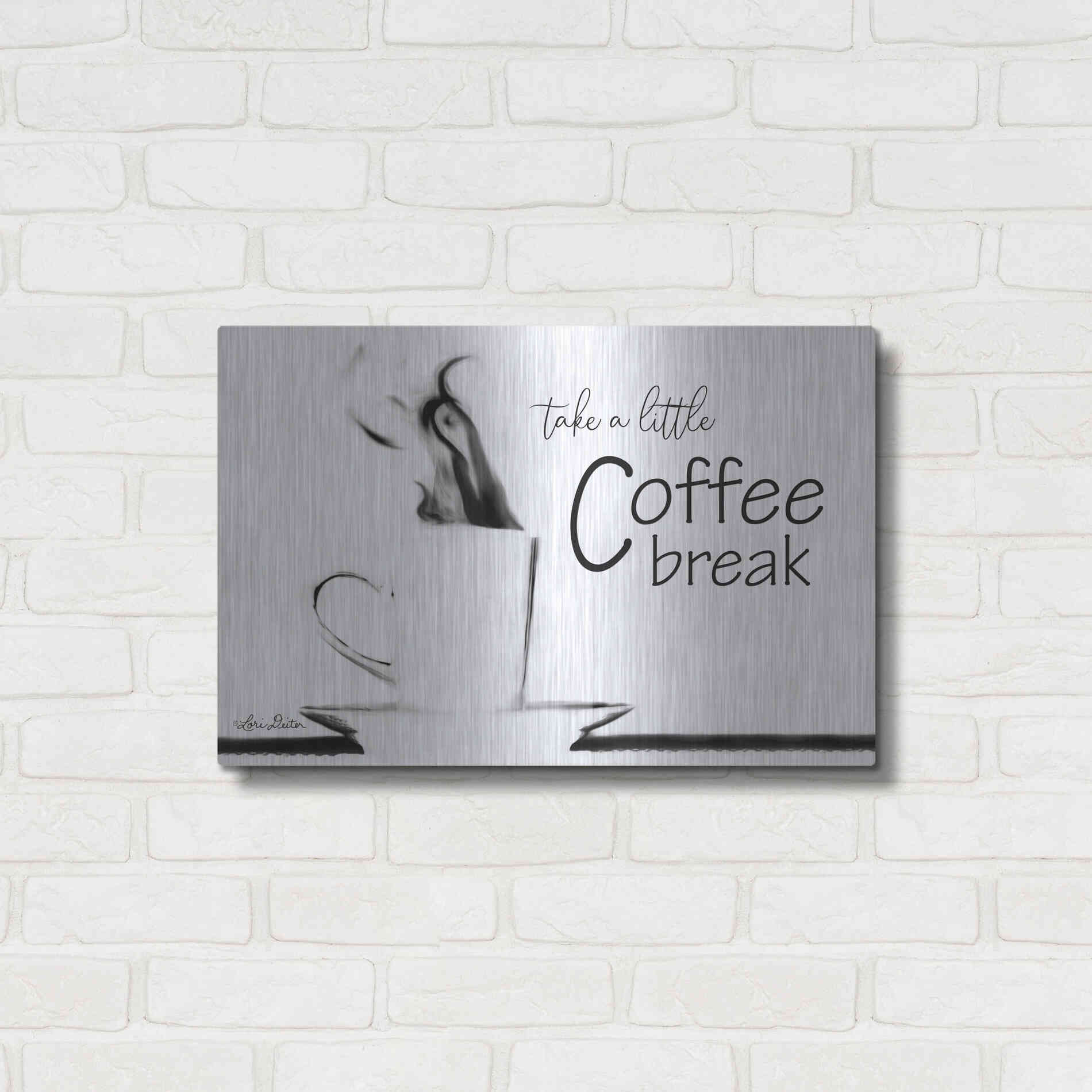 Luxe Metal Art 'Take a Little Coffee Break II' by Lori Deiter, Metal Wall Art,24x16