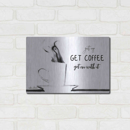 Luxe Metal Art 'Get Coffee' by Lori Deiter, Metal Wall Art,16x12