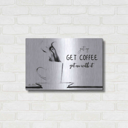 Luxe Metal Art 'Get Coffee' by Lori Deiter, Metal Wall Art,24x16