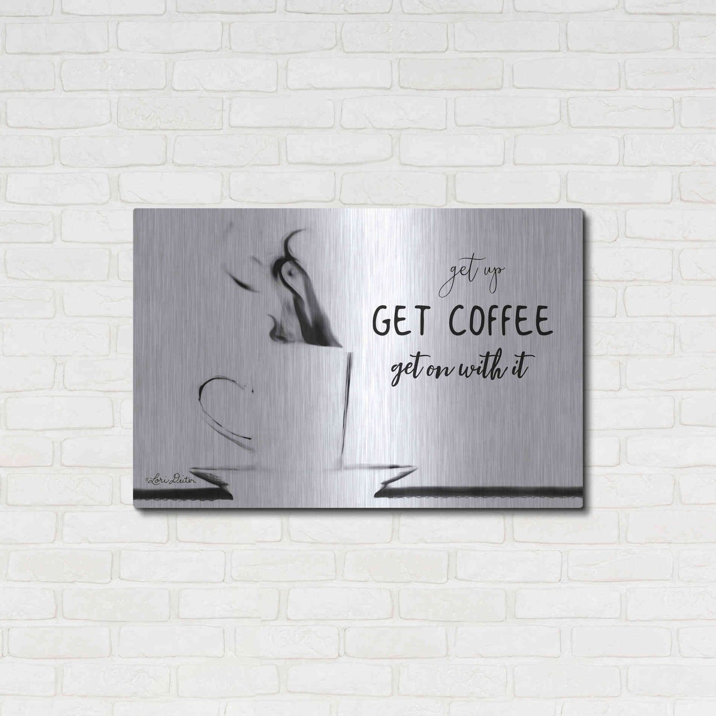 Luxe Metal Art 'Get Coffee' by Lori Deiter, Metal Wall Art,36x24