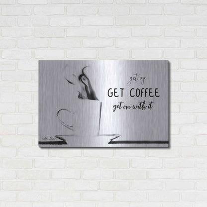 Luxe Metal Art 'Get Coffee' by Lori Deiter, Metal Wall Art,36x24