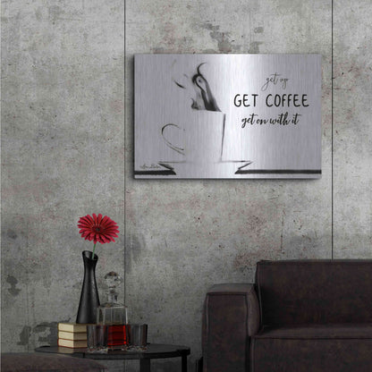 Luxe Metal Art 'Get Coffee' by Lori Deiter, Metal Wall Art,36x24
