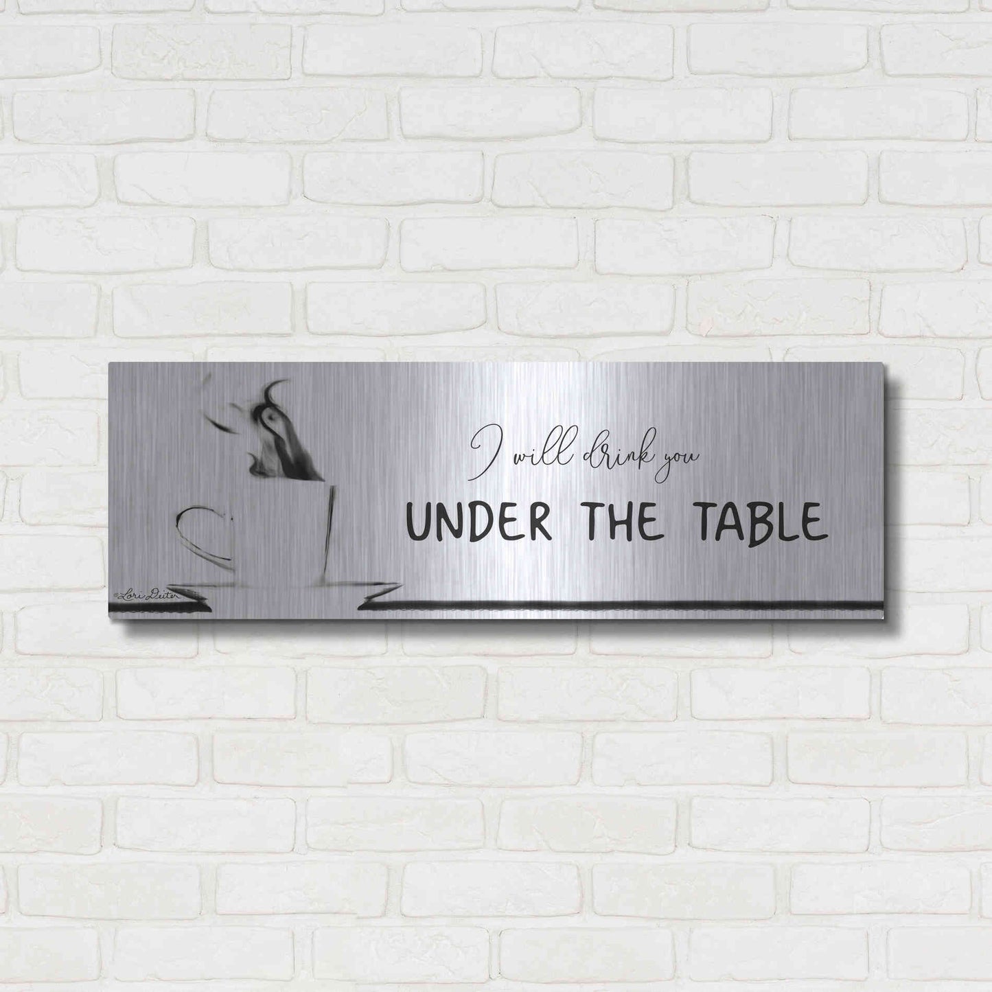 Luxe Metal Art 'Under the Table' by Lori Deiter, Metal Wall Art,36x12