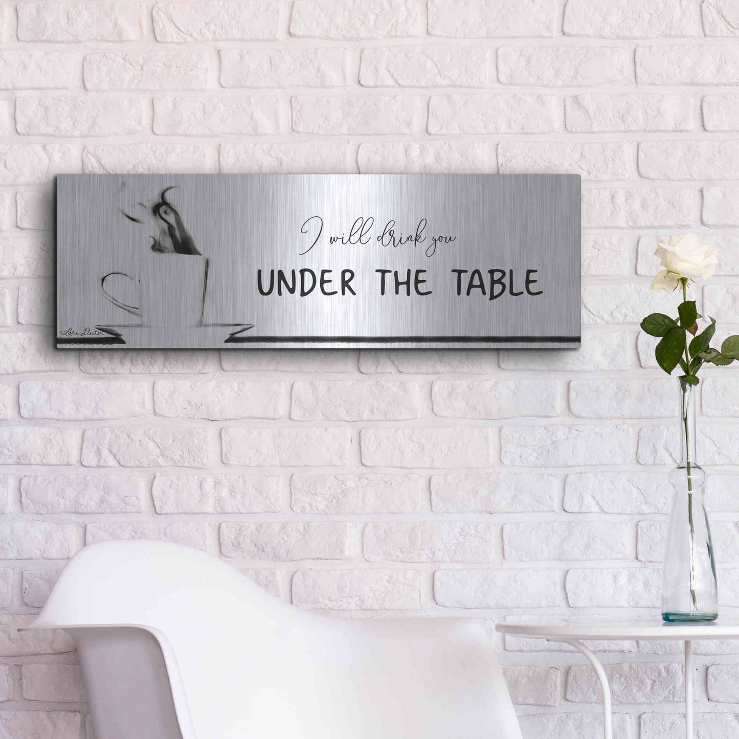Luxe Metal Art 'Under the Table' by Lori Deiter, Metal Wall Art,36x12