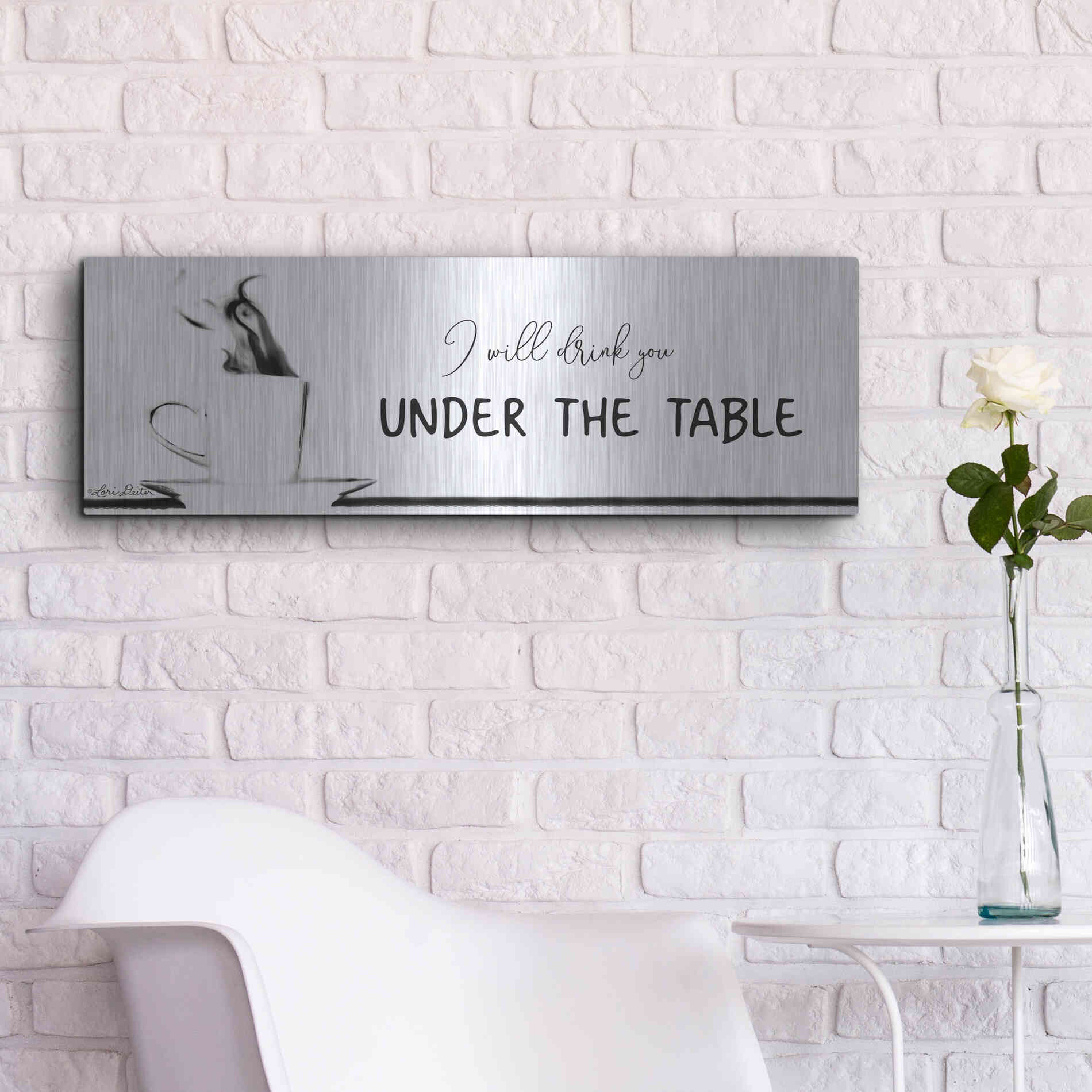 Luxe Metal Art 'Under the Table' by Lori Deiter, Metal Wall Art,36x12