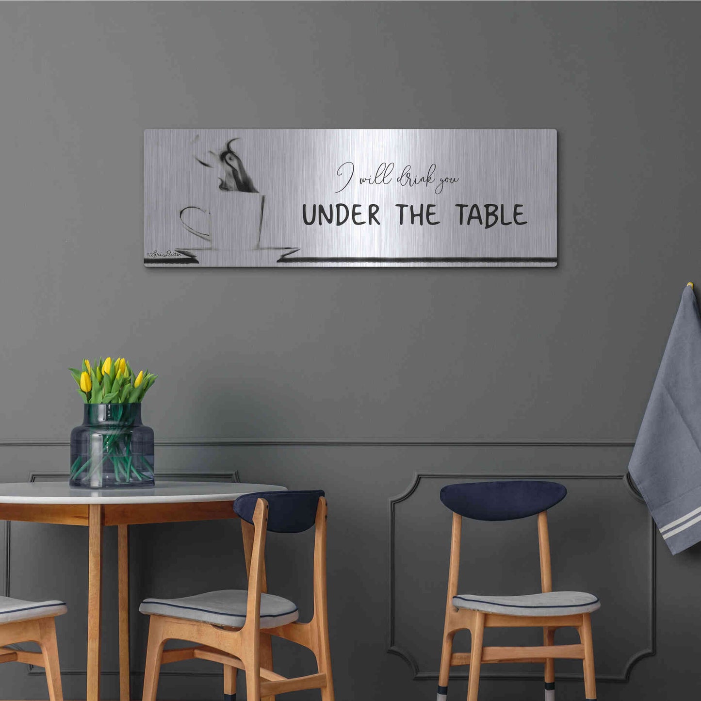 Luxe Metal Art 'Under the Table' by Lori Deiter, Metal Wall Art,48x16