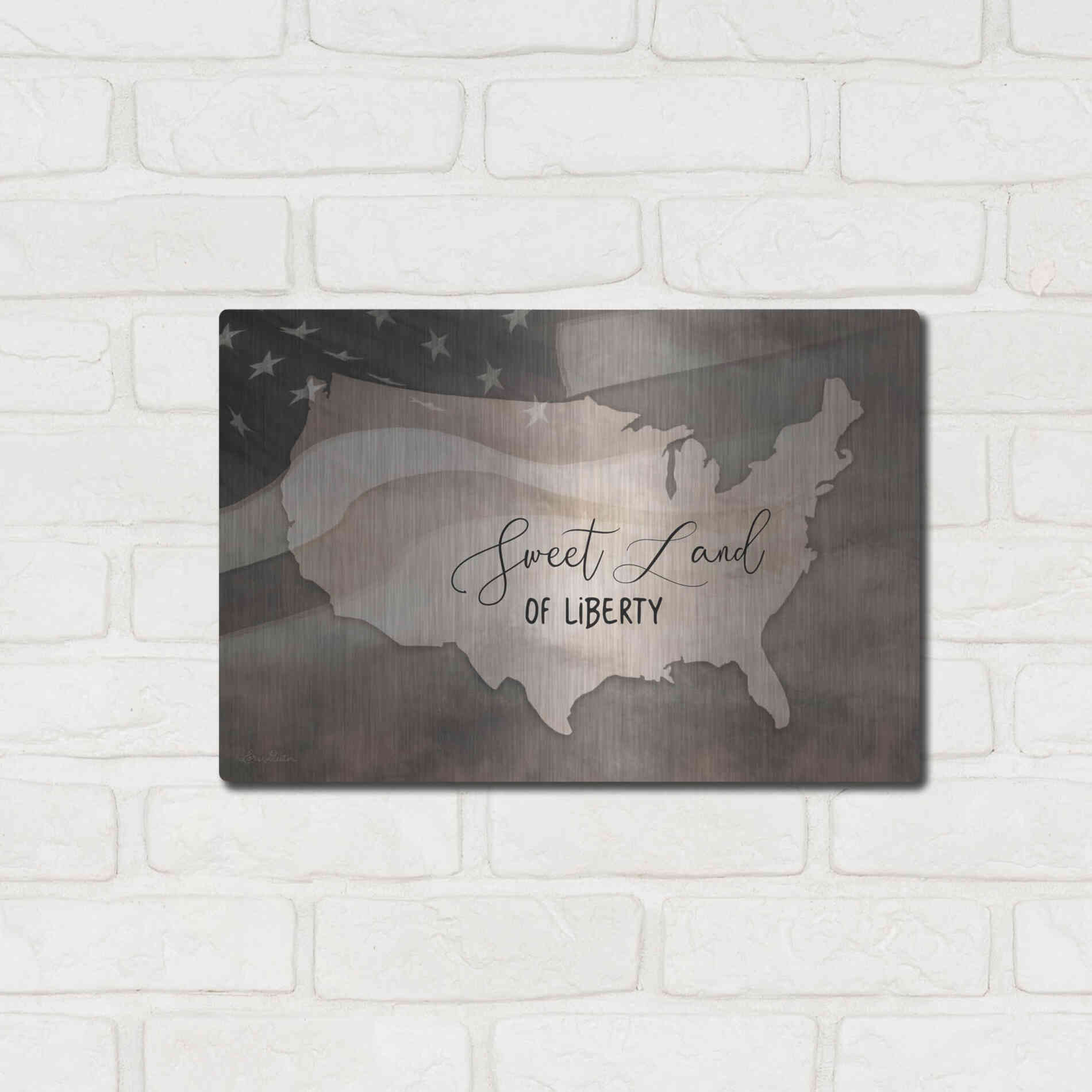 Luxe Metal Art 'Sweet Land of Liberty' by Lori Deiter, Metal Wall Art,16x12