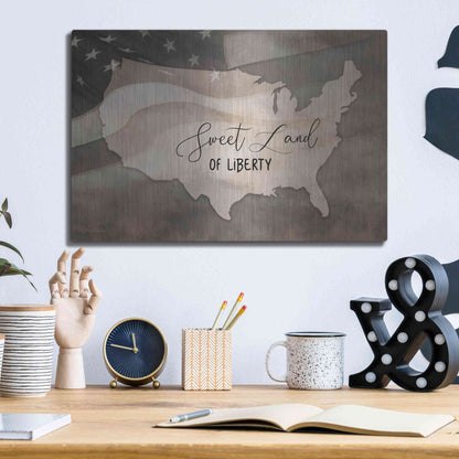 Luxe Metal Art 'Sweet Land of Liberty' by Lori Deiter, Metal Wall Art,16x12