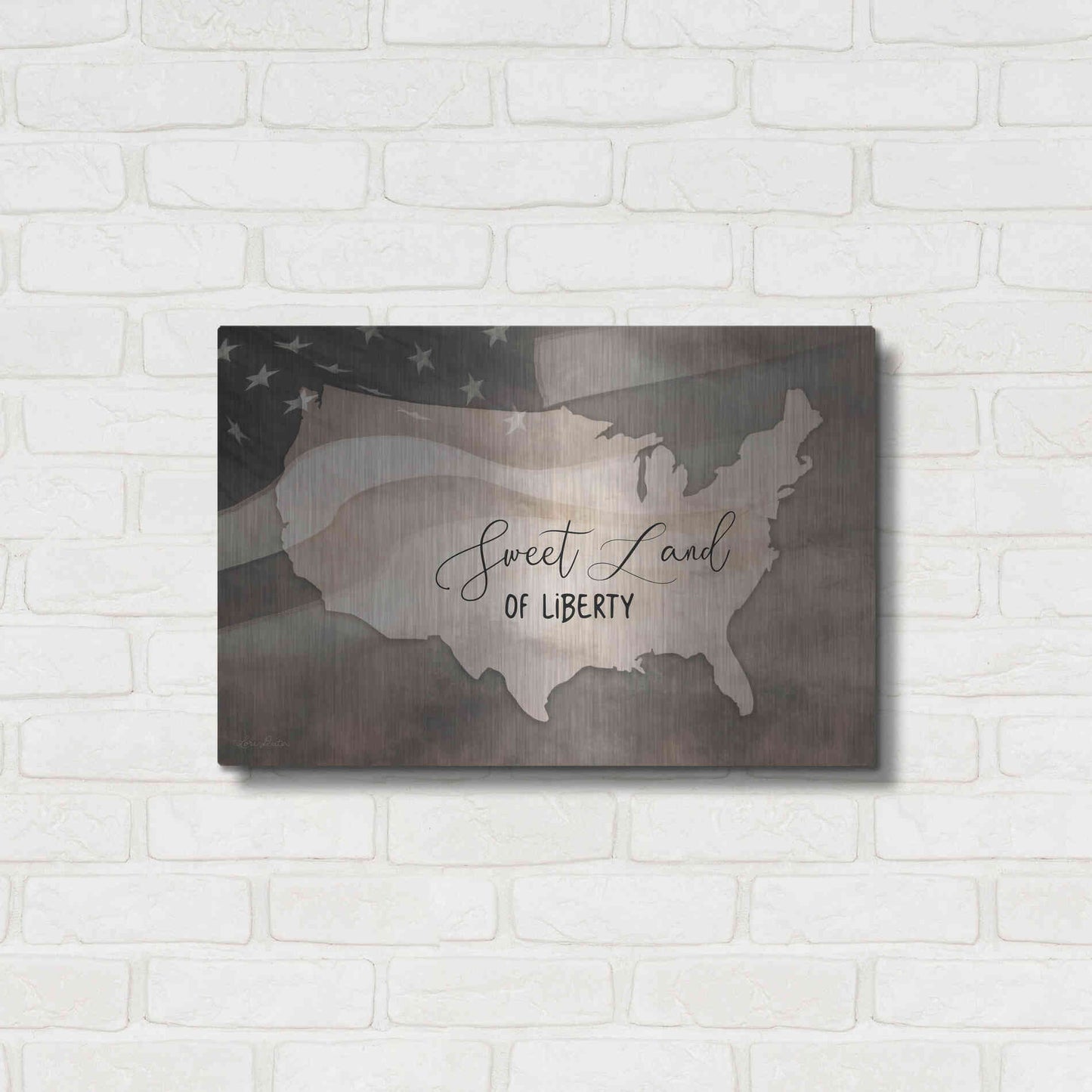 Luxe Metal Art 'Sweet Land of Liberty' by Lori Deiter, Metal Wall Art,24x16