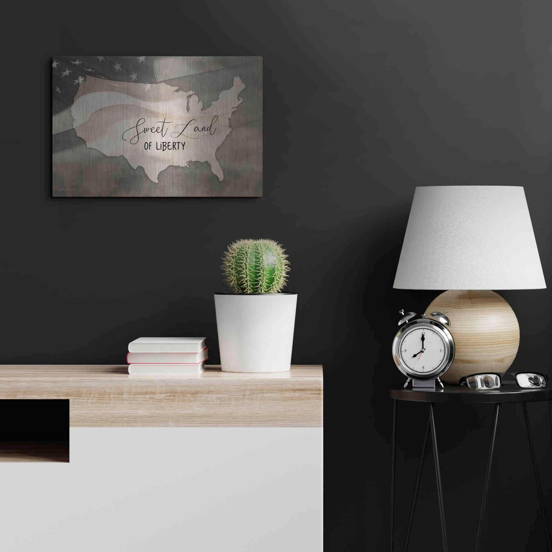 Luxe Metal Art 'Sweet Land of Liberty' by Lori Deiter, Metal Wall Art,24x16