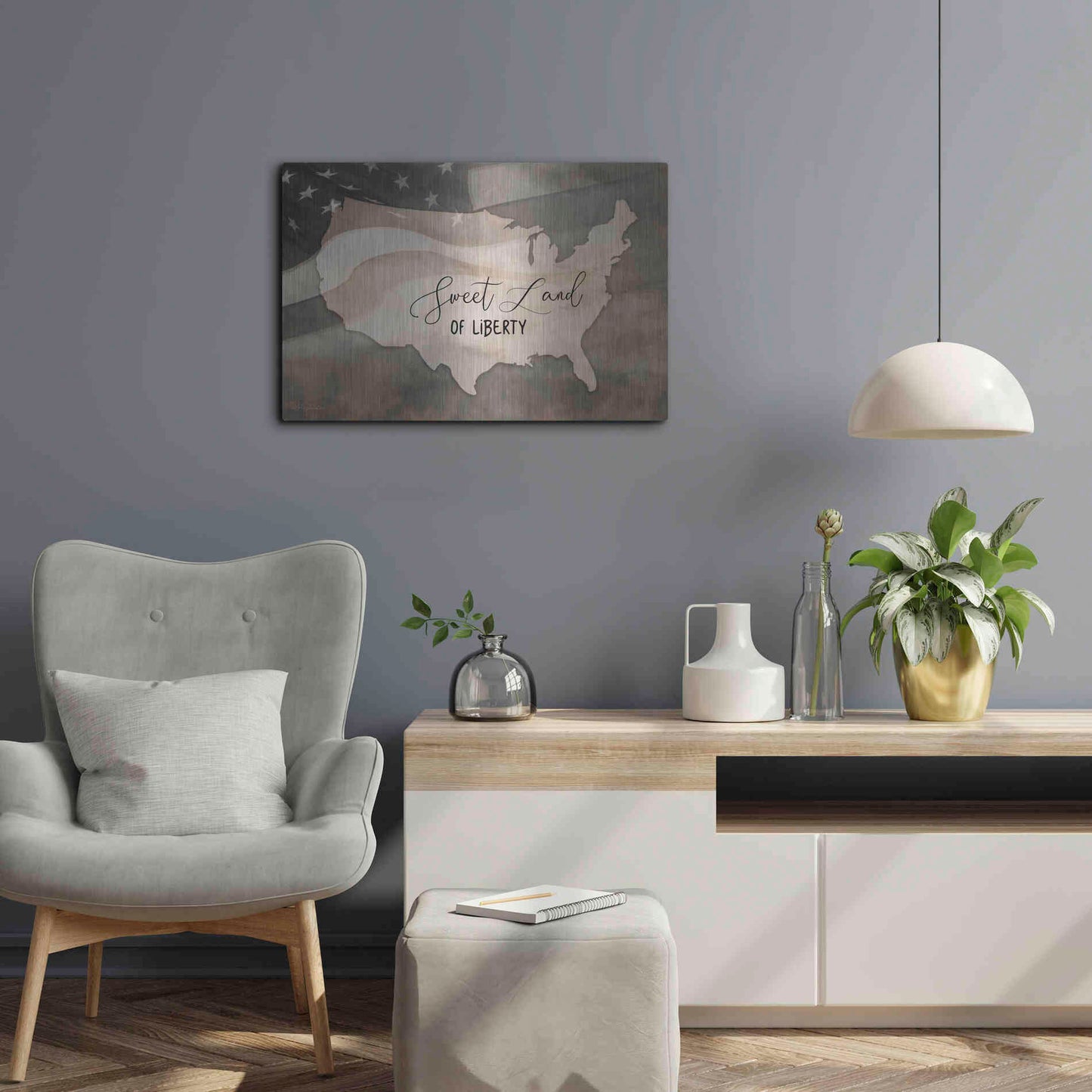 Luxe Metal Art 'Sweet Land of Liberty' by Lori Deiter, Metal Wall Art,24x16