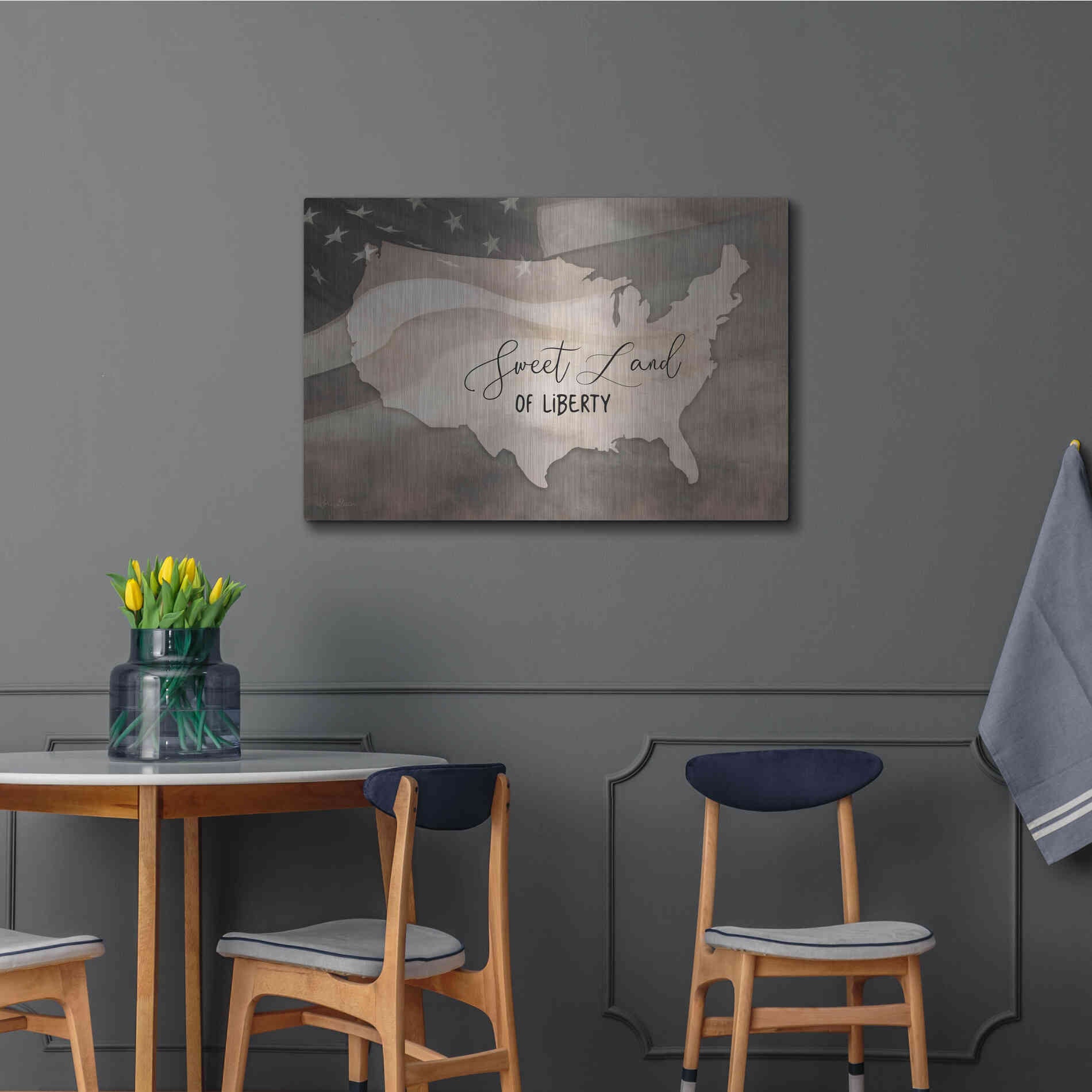 Luxe Metal Art 'Sweet Land of Liberty' by Lori Deiter, Metal Wall Art,36x24