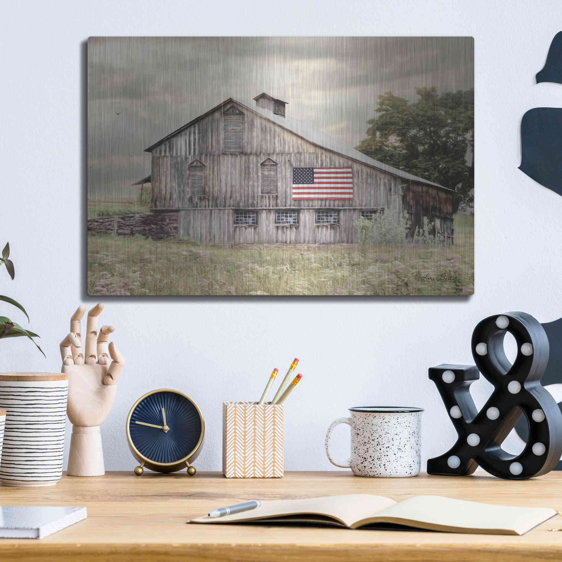 Luxe Metal Art 'Rural Virginia Barn' by Lori Deiter, Metal Wall Art,16x12