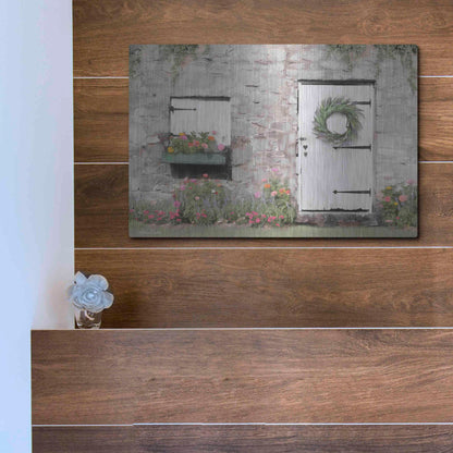 Luxe Metal Art 'Old Stone Cottage' by Lori Deiter, Metal Wall Art,16x12