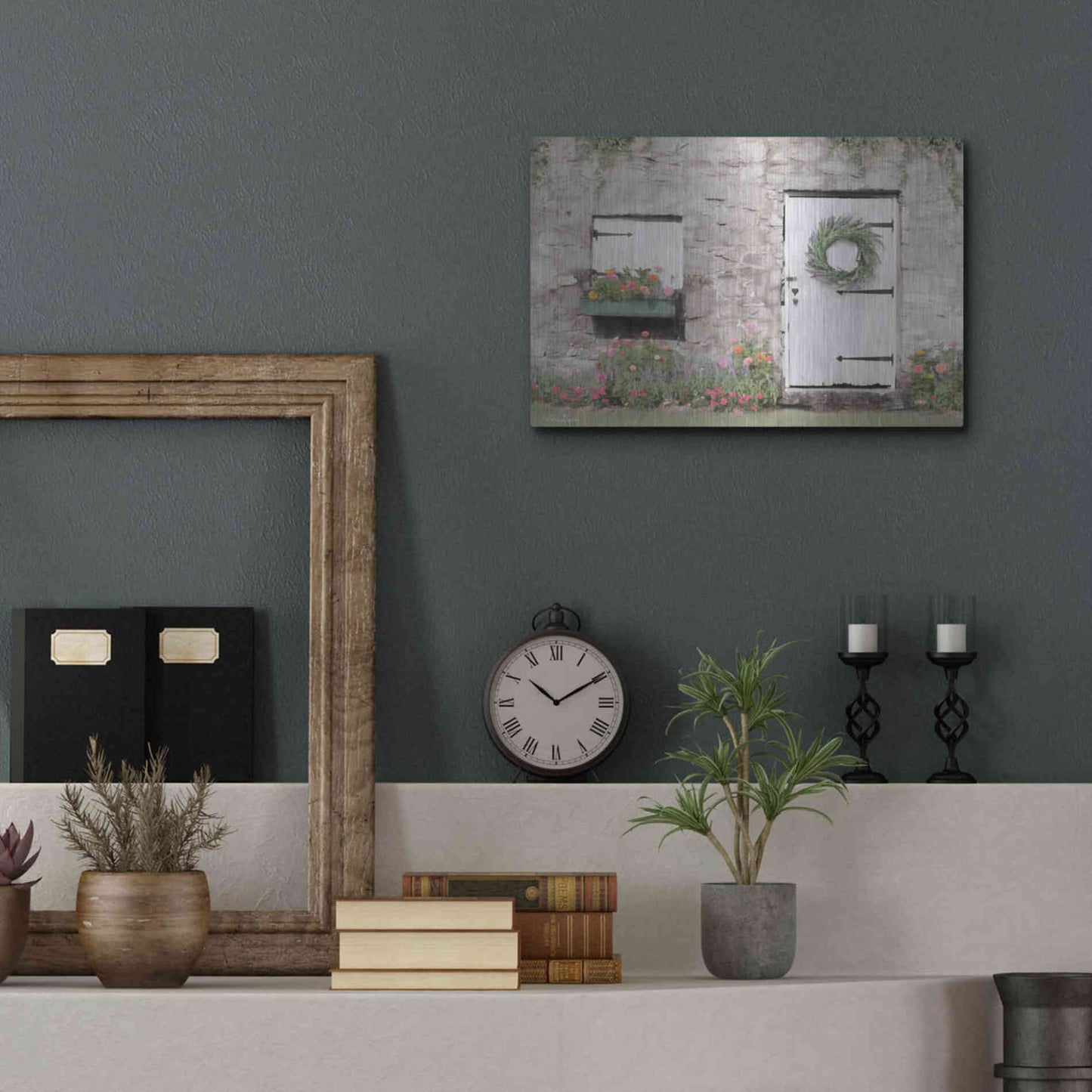 Luxe Metal Art 'Old Stone Cottage' by Lori Deiter, Metal Wall Art,16x12