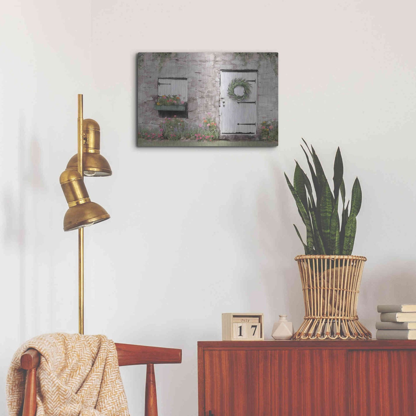 Luxe Metal Art 'Old Stone Cottage' by Lori Deiter, Metal Wall Art,24x16