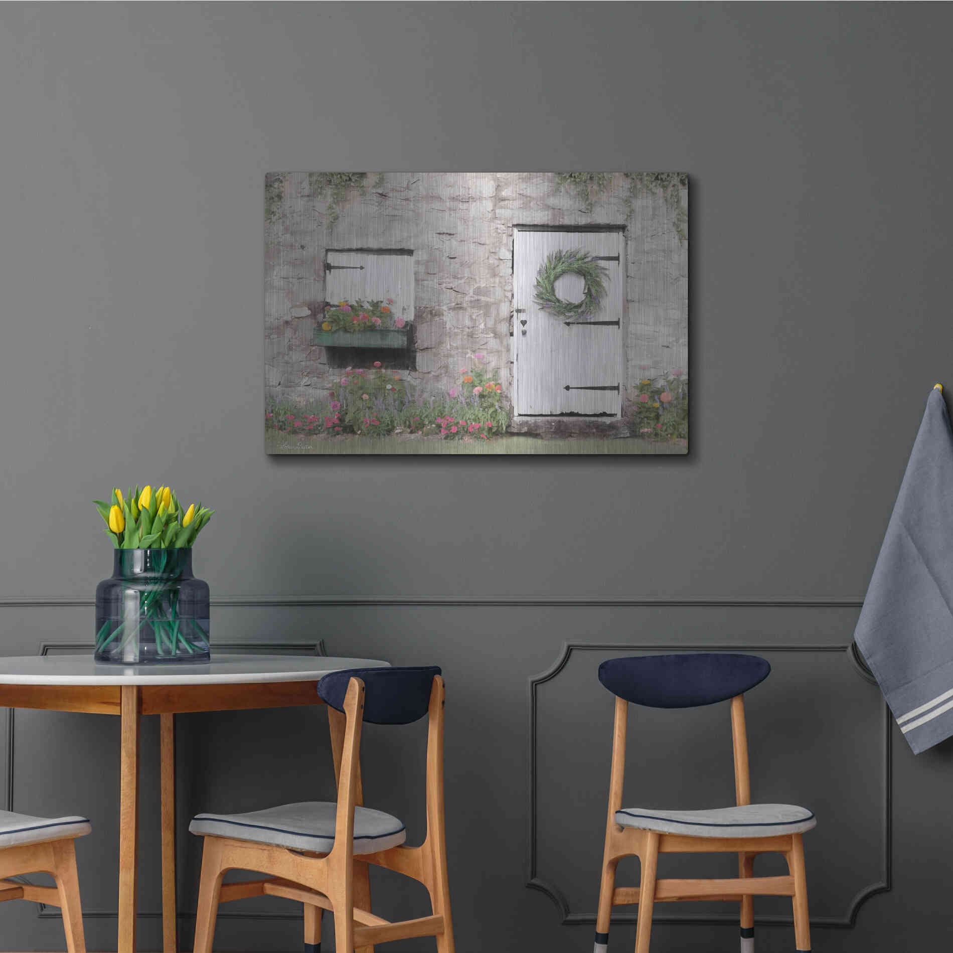 Luxe Metal Art 'Old Stone Cottage' by Lori Deiter, Metal Wall Art,36x24
