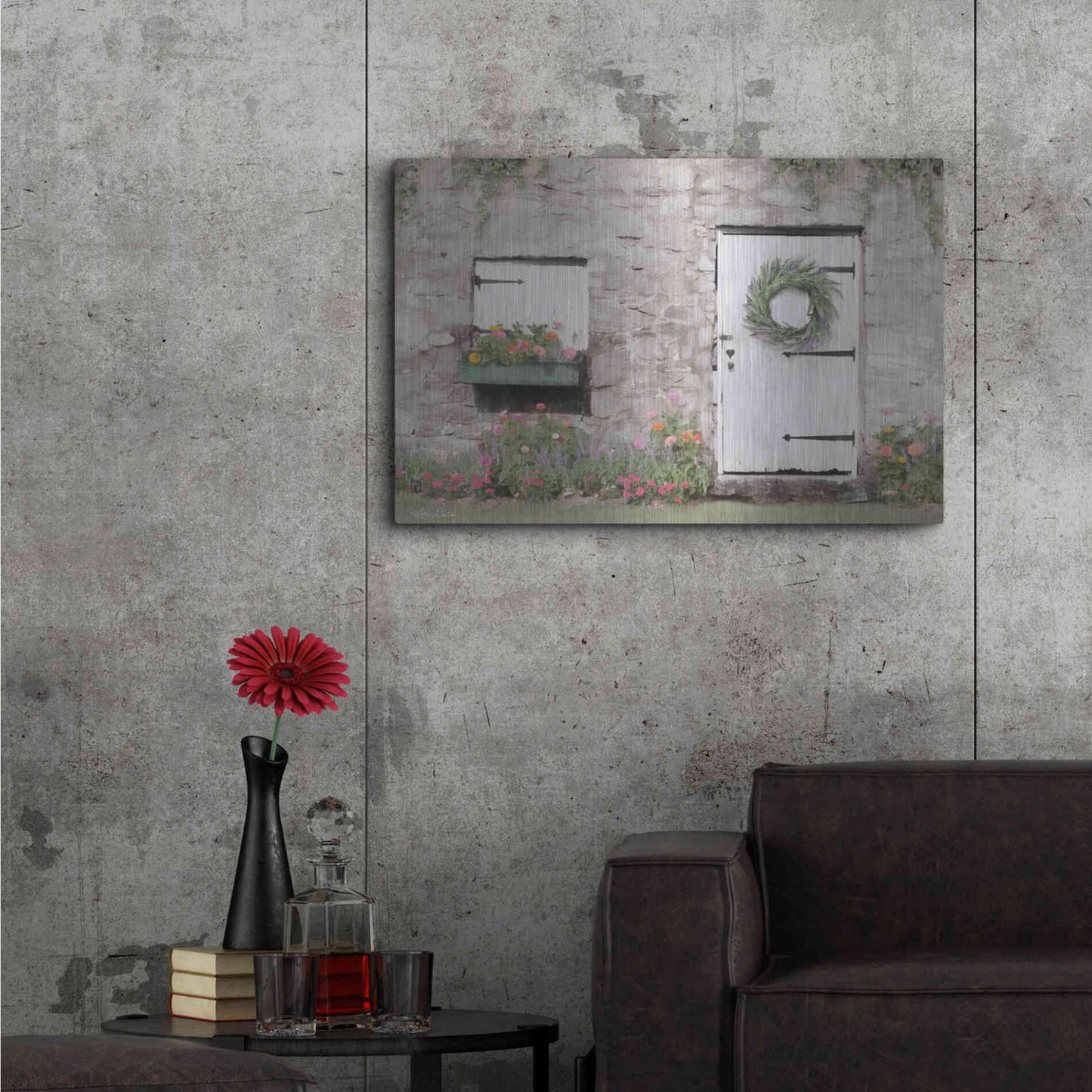 Luxe Metal Art 'Old Stone Cottage' by Lori Deiter, Metal Wall Art,36x24