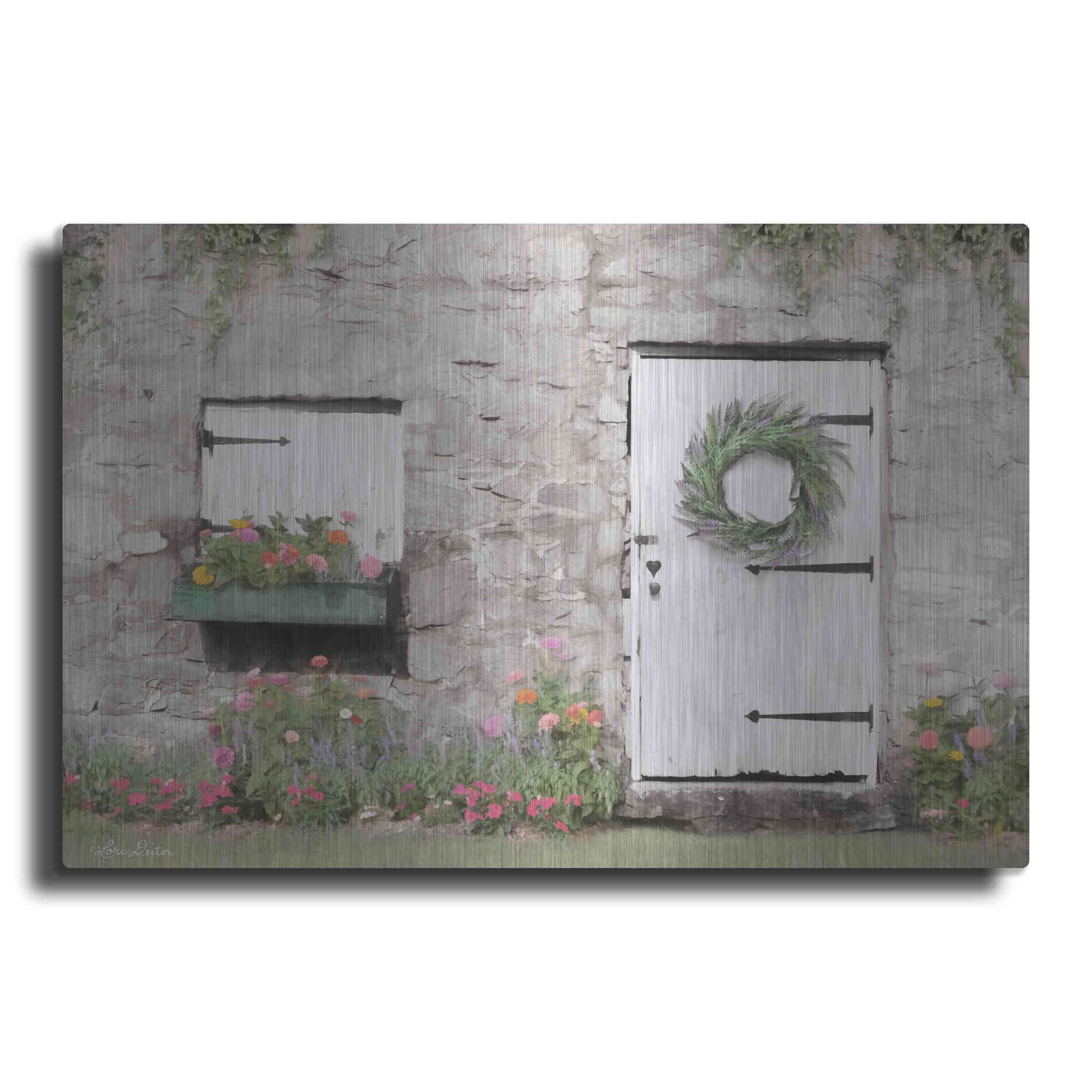 Luxe Metal Art 'Old Stone Cottage' by Lori Deiter, Metal Wall Art
