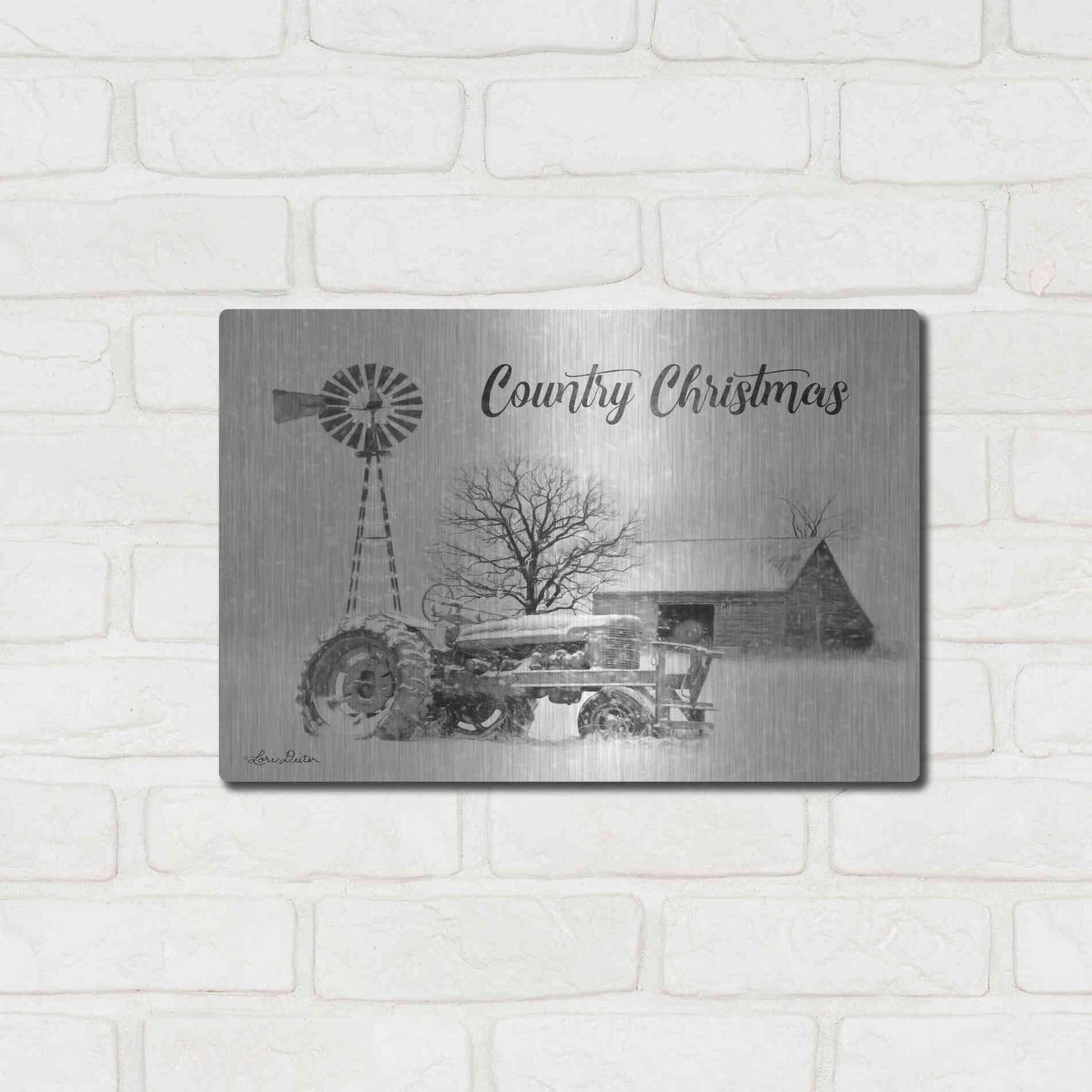 Luxe Metal Art 'Country Christmas' by Lori Deiter, Metal Wall Art,16x12