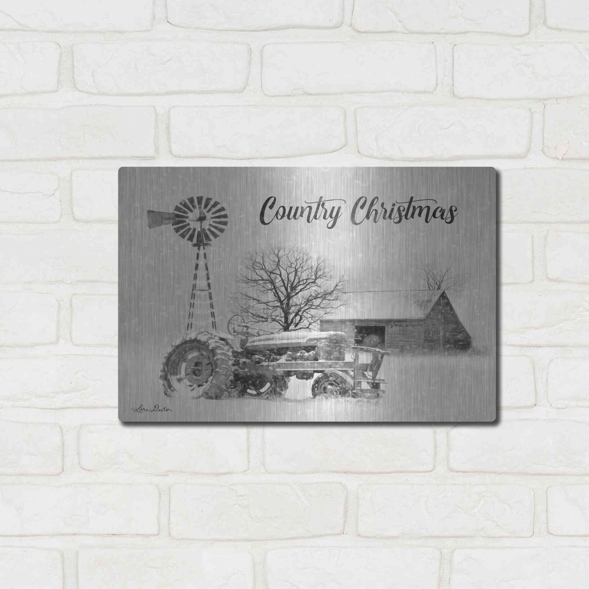 Luxe Metal Art 'Country Christmas' by Lori Deiter, Metal Wall Art,16x12