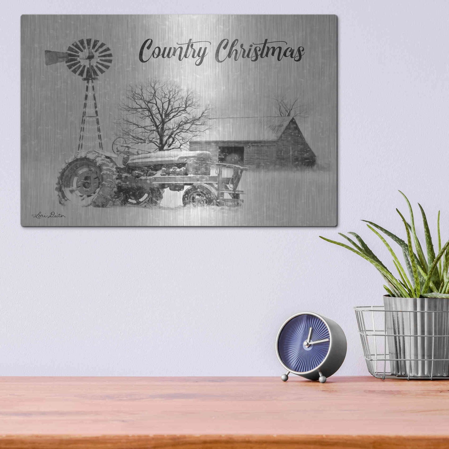Luxe Metal Art 'Country Christmas' by Lori Deiter, Metal Wall Art,16x12