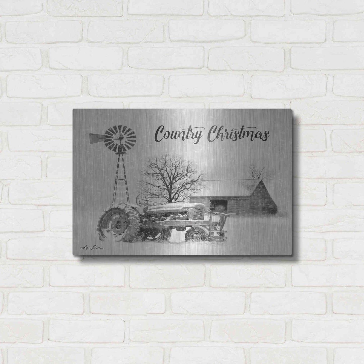 Luxe Metal Art 'Country Christmas' by Lori Deiter, Metal Wall Art,24x16
